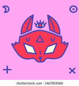 Red fox head with various mystic signs