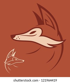 Red fox head - vector illustration