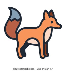 A red fox icon desert wildlife illustration