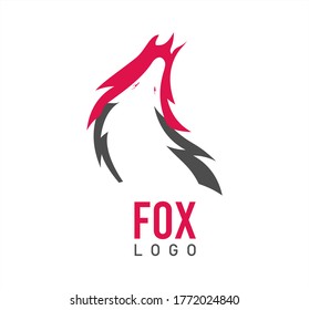 Red fox icon and logo design with flames. Wildlife symbol and minimalist animal logomark.
Corporate identity template design illustration.