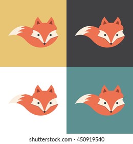 Red fox icon, vector illustration.