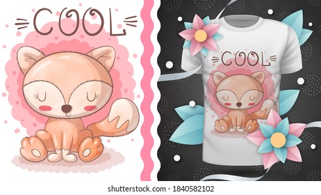 Red fox - idea for print t-shirt