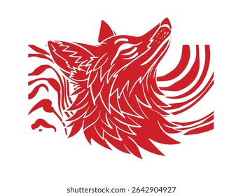Red fox illustration with japanese style for kaijune event
