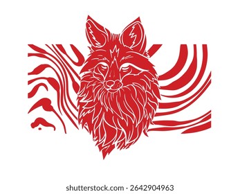 Red fox illustration with japanese style for kaijune event