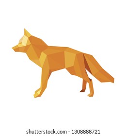 Red fox illustration. triangle low polygon style on white color background