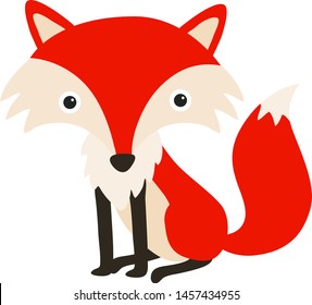 Red fox, illustration, vector on white background.