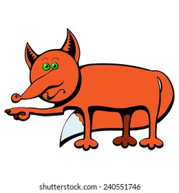 Red fox, indicating the direction.