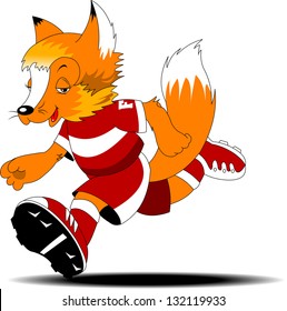 red fox is involved in running races. A vector illustration