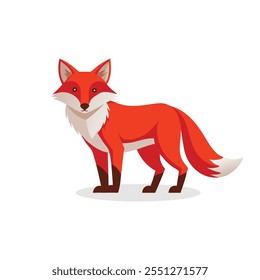 Red Fox isolated flat vector illustration on white background.