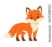 Red fox isolated on white background. Flat vector character for children