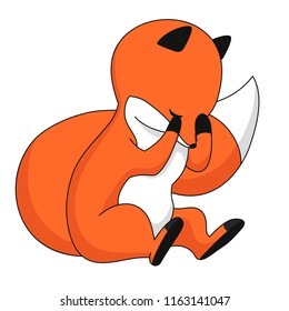 Red fox isolated on white. Cute animal for kids fashion print for t-shirts and bags, birthday cards and posters
