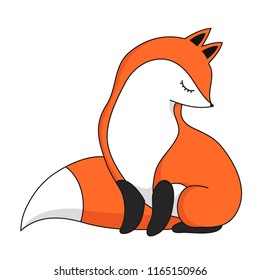 Red fox isolated on white. Cute animal for kids fashion print for t-shirts and bags, birthday cards and posters