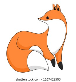 Red fox isolated on white. Cute animal for kids fashion print for t-shirts and bags, birthday cards and posters