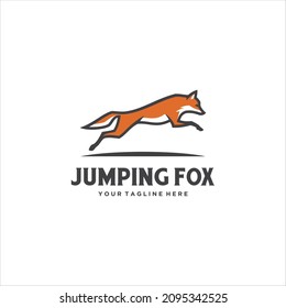 Red Fox Jumping Logo Design Vector Image