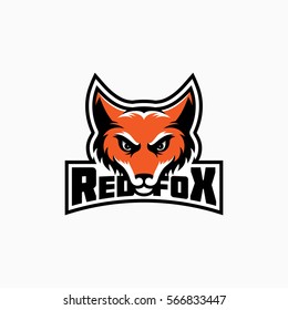 Red fox label. Vector illustration.