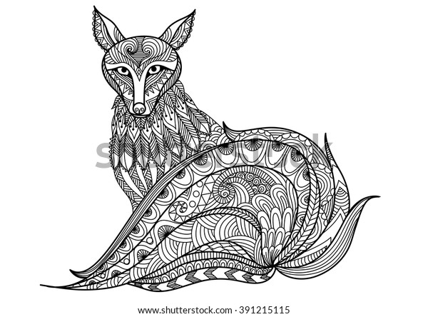 Red Fox Line Design Tattoo T Stock Vector (Royalty Free) 391215115 ...