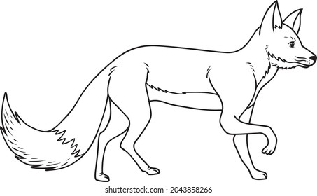 Red fox line vector illustration isolated on white background