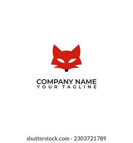 Red Fox logo simple minimalist design, vector modern animal logo
