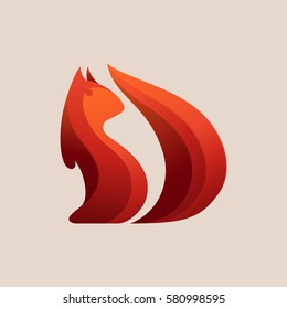 Red fox logo. Vector illustration.