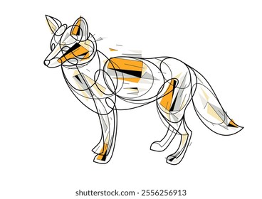 Red fox low poly vector illustration isolated, cute wild animal wildlife adorable canine, artistic drawing.