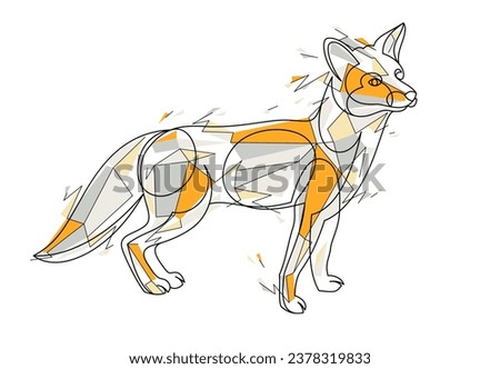 Red fox low poly vector illustration isolated, cute wild animal wildlife adorable canine, artistic drawing.