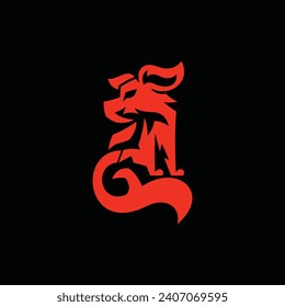Red Fox modern logo, logotype element for template.