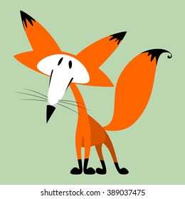 red fox on a green background