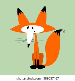 red fox on a green background