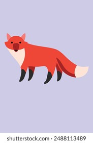 Un zorro rojo sobre un fondo púrpura