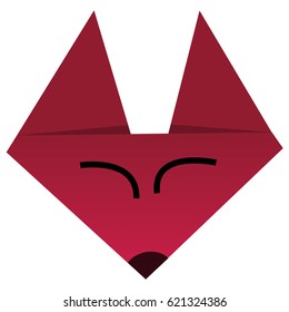 Red fox origami flat avatar.