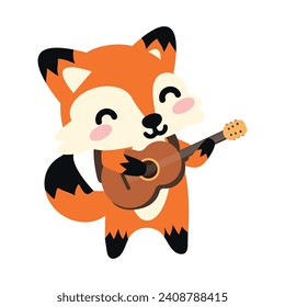red fox playing the guitar classic