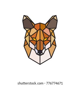 Red fox polygonal head. Wild animal. Vector illustration.