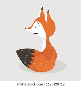 Red Fox Sitting cartoon Illustration