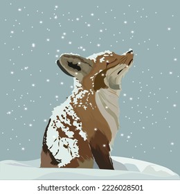 Fox rojo en la nieve