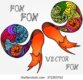 Red fox. Vector fox abstraction. Illustration mammal fox