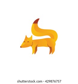 Red fox vector illustration. Little funny fox