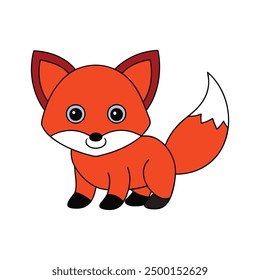 Una Ilustración vectorial de zorro rojo con fondo blanco