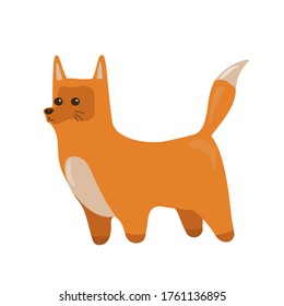 Red fox vector illustrations  Cute and funny fox in different poses: sitting, standing. Baby fox. Isolated on blue background. Stickers with animals fox