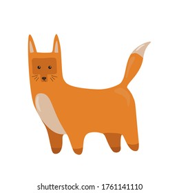 Red fox vector illustrations  Cute and funny fox. Baby fox. Isolated on blue background. Stickers with animals fox