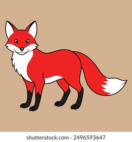 Red fox Vector Isolated on white background vector illustration. Stock vector. Red fox cartoon vector illustration. Wild Animals Icon. Funny red fox collection. Red Fox Color Icon For Book.