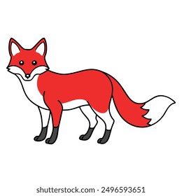 Red fox Vector Isolated on white background vector illustration. Stock vector. Red fox cartoon vector illustration. Wild Animals Icon. Funny red fox collection. Red Fox Color Icon For Book.