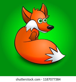 Red fox in vector on a colored background. Vector illustration of an animal.