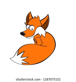 Red fox in vector without background. Vector illustration of an animal in a flat style.