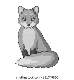 Red fox.Animals single icon in monochrome style vector symbol stock illustration web.