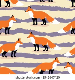 Red foxes animals seamless patten . Concept for print, web design, cards, web design