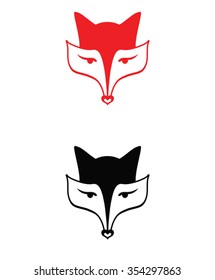Red foxes, black fox, face - design template.