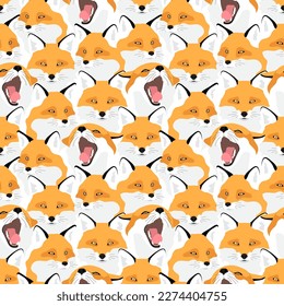 Red foxes seamless animal pattern. Print, light background. Vector illustration