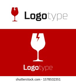 Red Fragile broken glass symbol for delivery boxes icon isolated on white background. Logo design template element. Vector Illustration