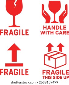 Red Fragile package icon set
