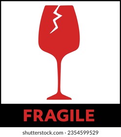 signo de etiqueta de embalaje frágil rojo